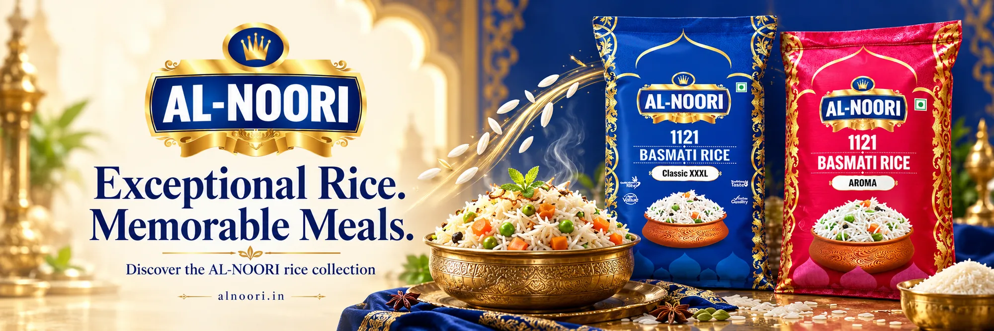 AL-NOORI: Exceptional rice. Memorable meals. Discover the AL-NOORI rice collection.
