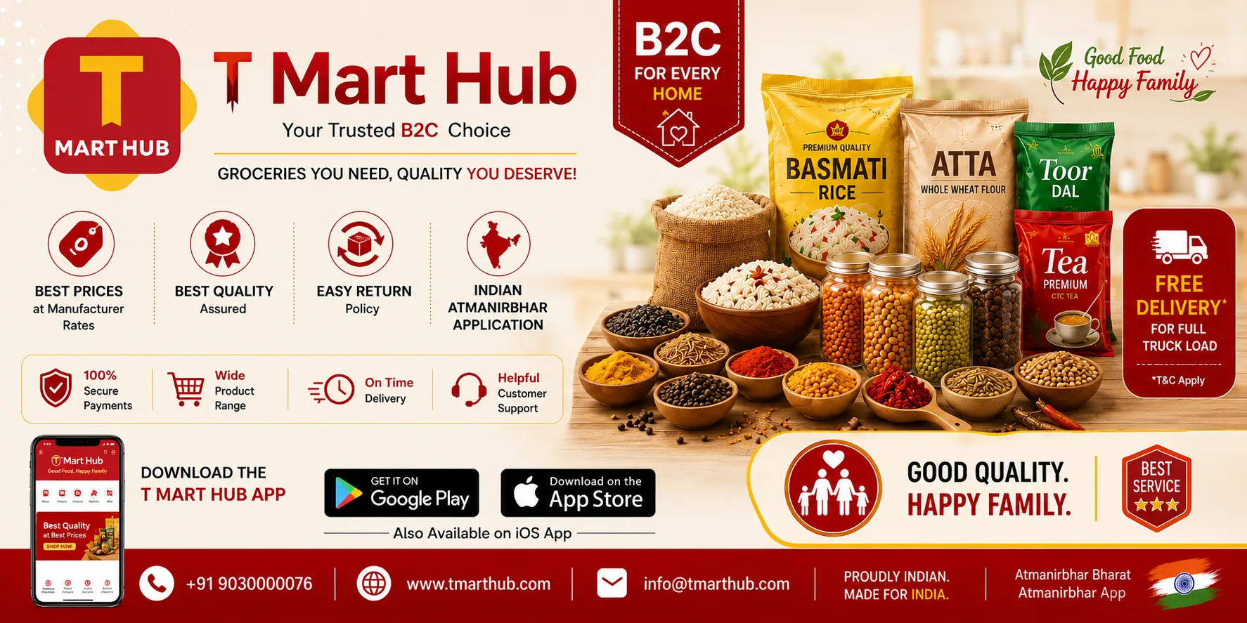 T Mart Hub, your trusted B2C choice: groceries you need, quality you deserve.